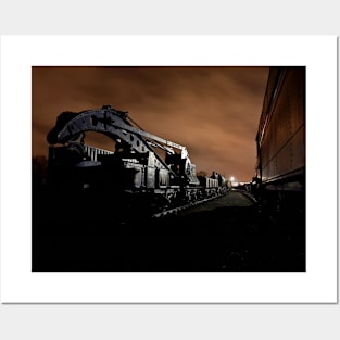 Railway yard at night Posters and Art